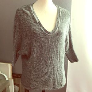 Charcoal Grey Knit Quarter Sleeve Sweater